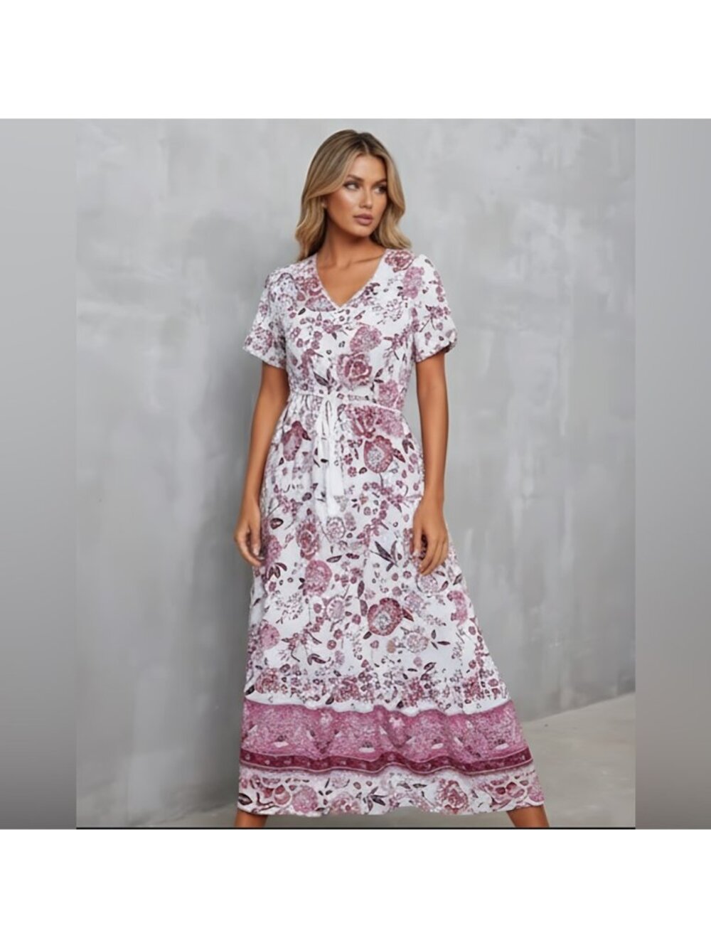 Floral Print Ruffle Hem Dress